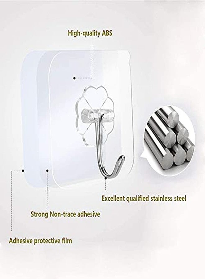 RAXON™ Self Adhesive Plastic Wall Hooks, Heavy Duty Sticky Hooks for Hanging 10KG Waterproof Transparent Adhesive Hooks for Wall, Wall Hangers for Kitchen Bathroom Bedroom Accessories Pack of 20 - Image 4